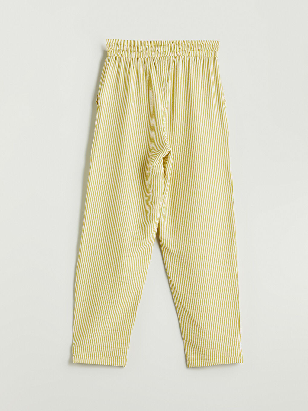 Elastic Waist Carrot Fit Striped Women's Trousers-5