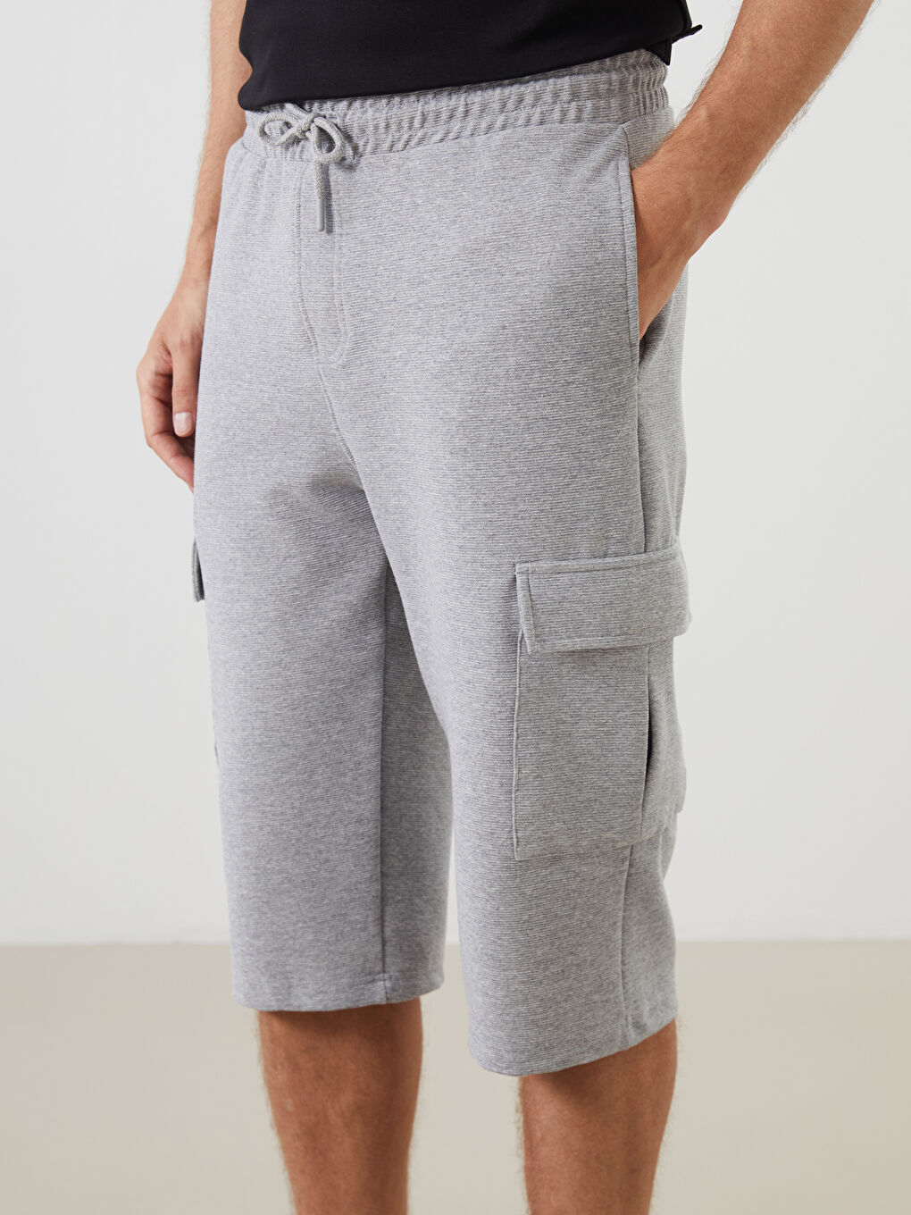 Gri Standart Kalıp Erkek Şort-2