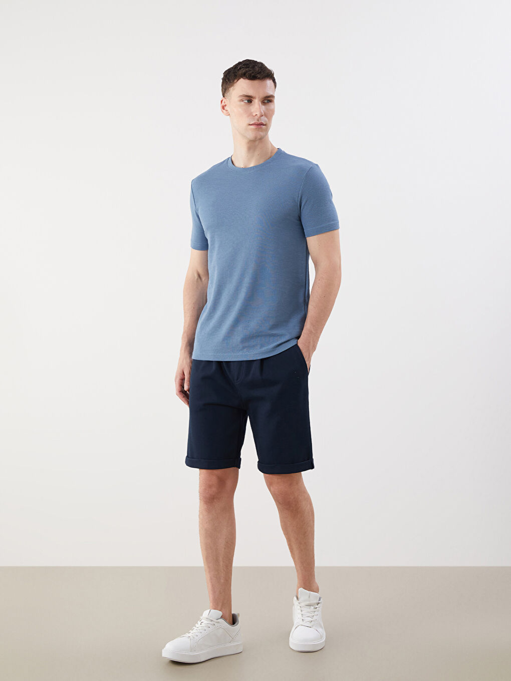 Regular Fit Pique Men's Shorts -S5IV84Z8-RFH