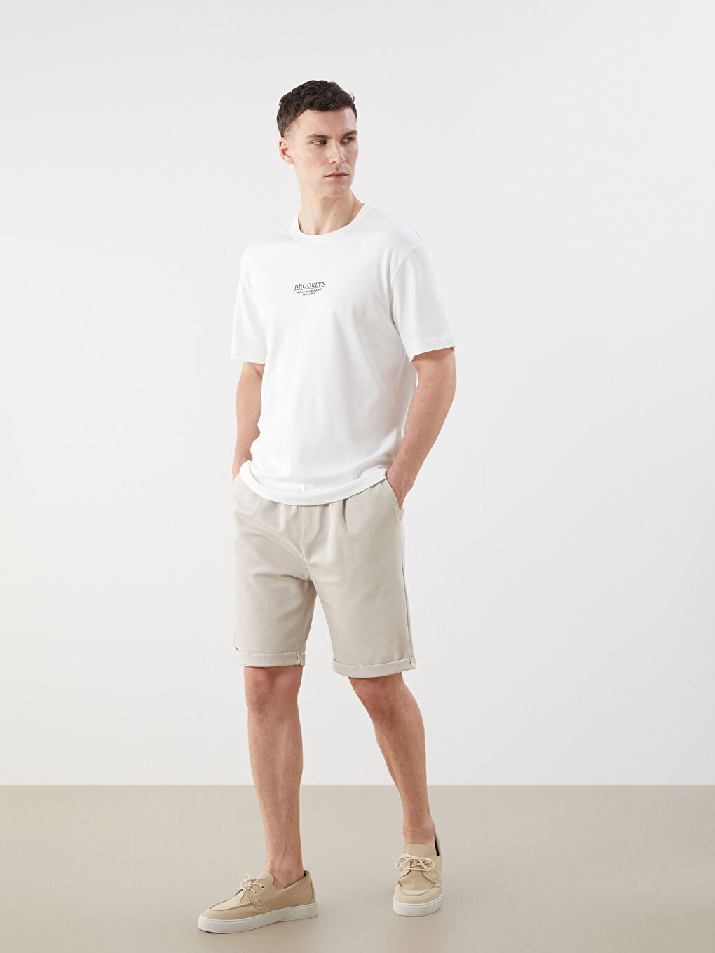 Regular Fit Pique Men's Shorts -S5IV84Z8-Z3M