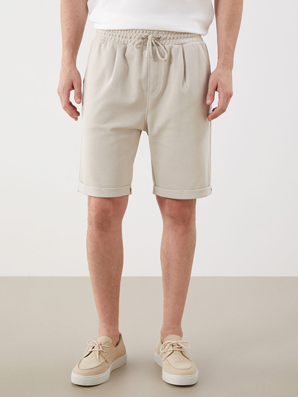 Regular Fit Pique Men's Shorts -S5IV84Z8-Z3M