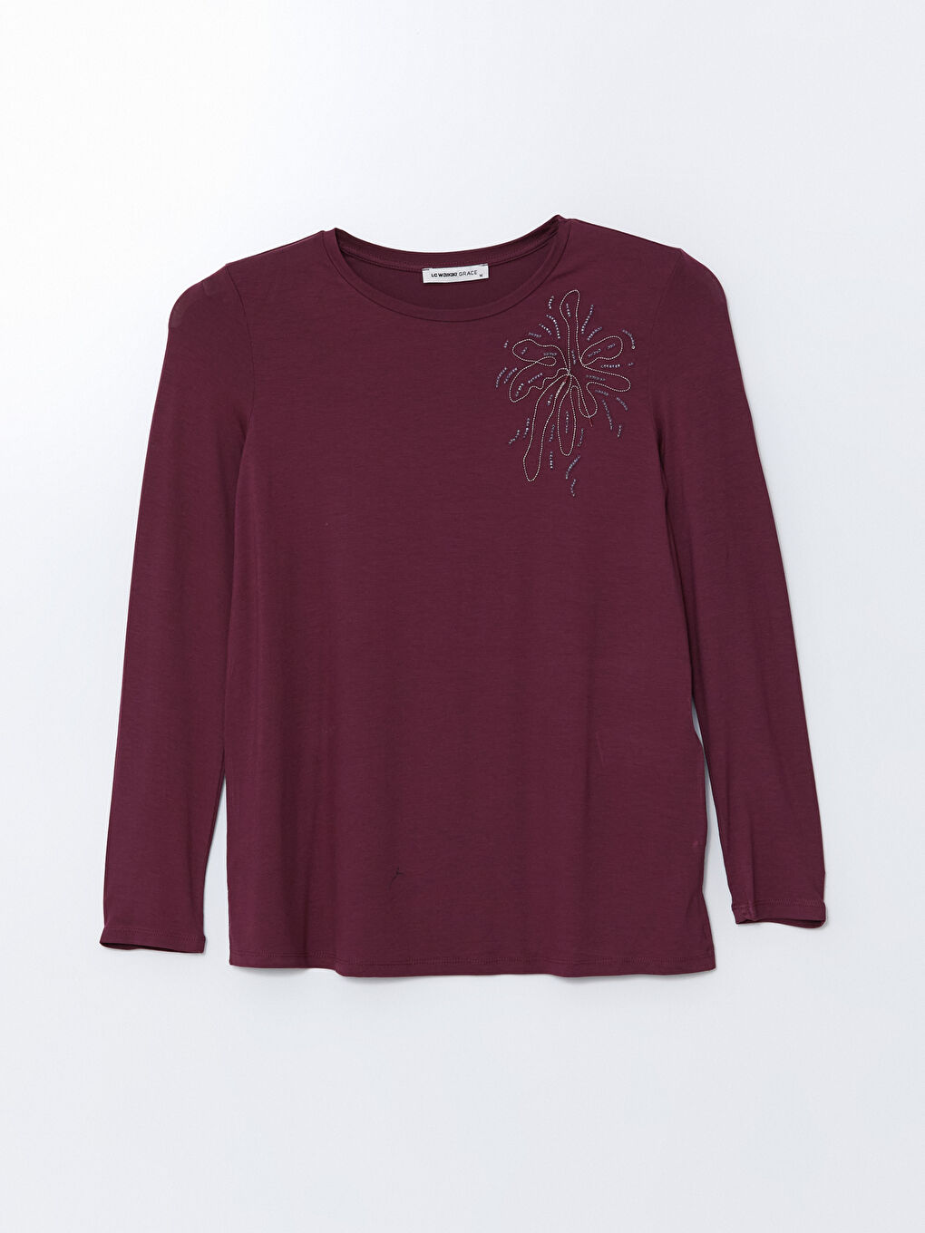 Crew Neck Stone Printed Women's Blouse -S5IV99Z8-HNN