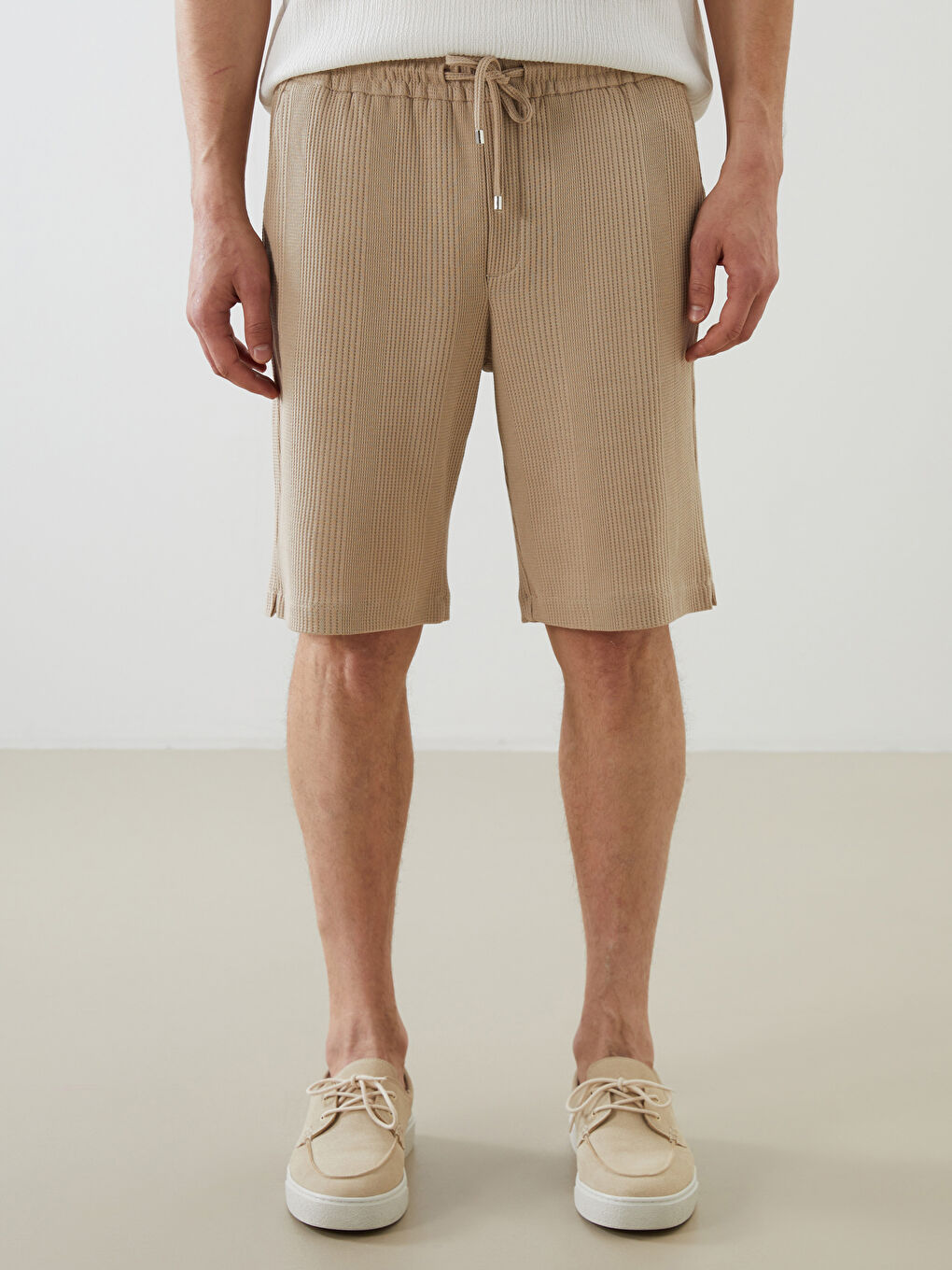 Bej Standart Kalıp Erkek Şort-5