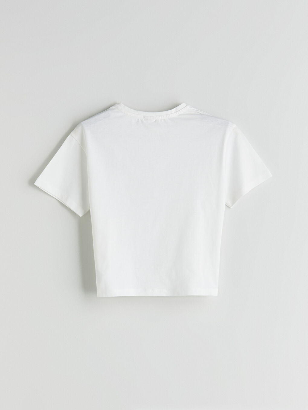 Ekru Bisiklet Yaka Dantel Detaylı Kız Çocuk Tişört-4