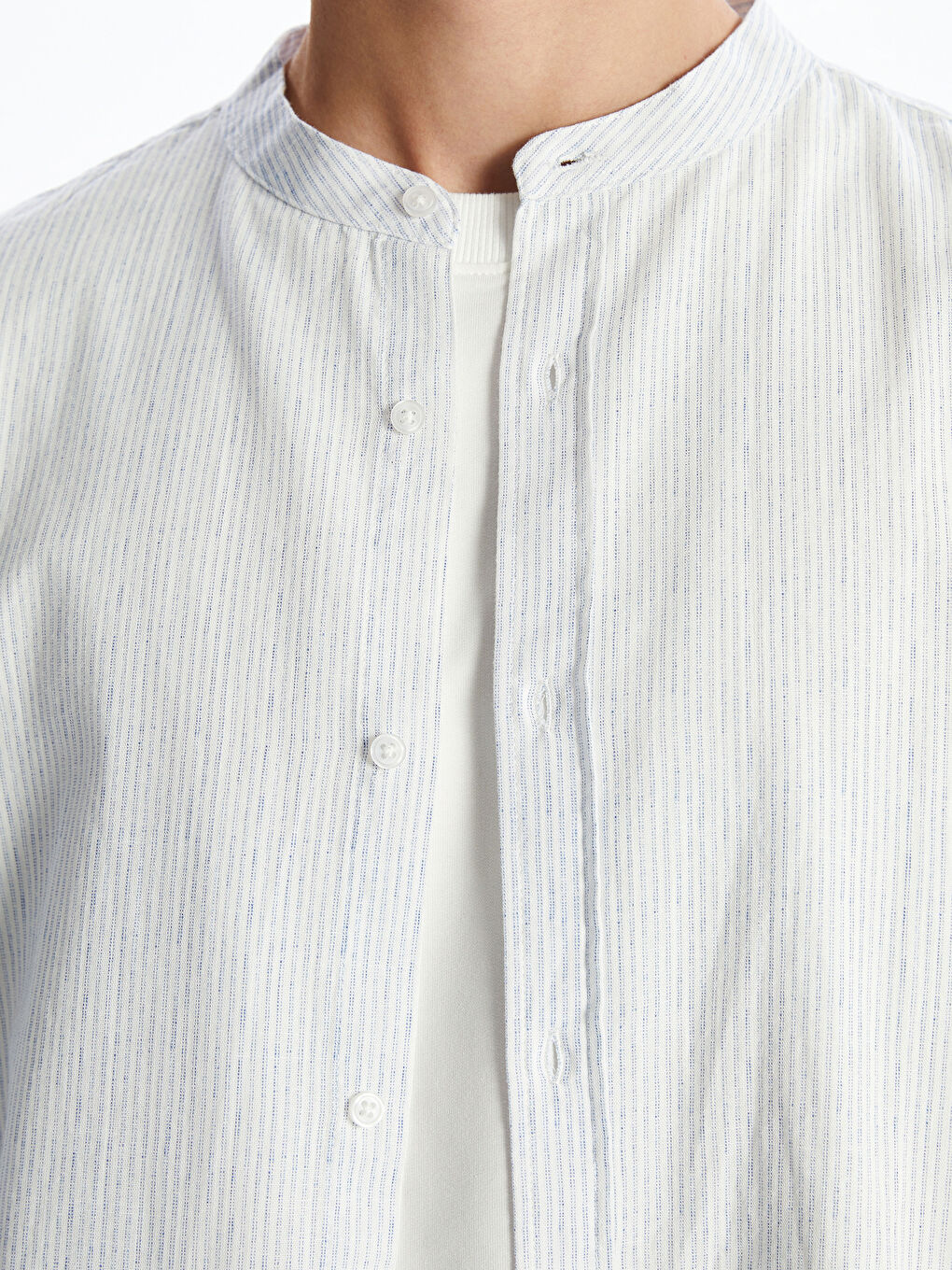 Regular Fit Collar Long Sleeve Striped Poplin Men's Shirt -S5IY49Z8-LEN