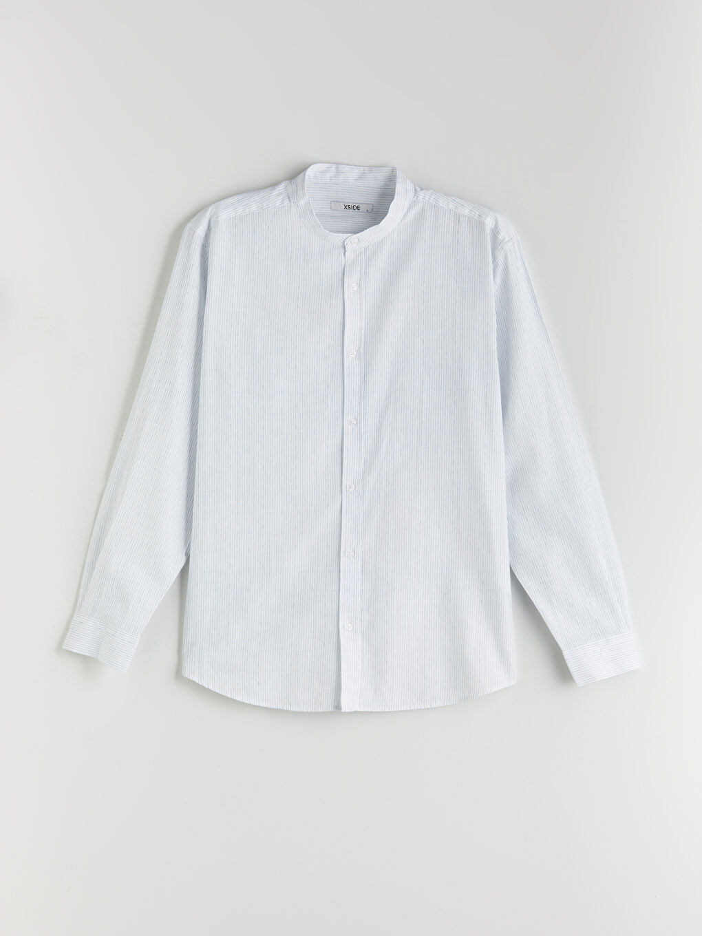 Regular Fit Collar Long Sleeve Striped Poplin Men's Shirt -S5IY49Z8-LEN