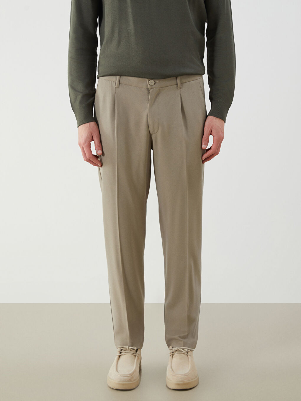 Yeşil Standart Kalıp Erkek Pantolon-1