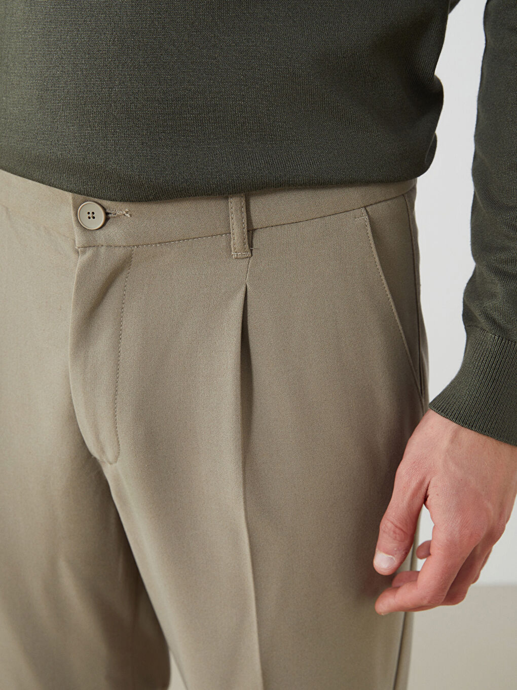 Yeşil Standart Kalıp Erkek Pantolon-2