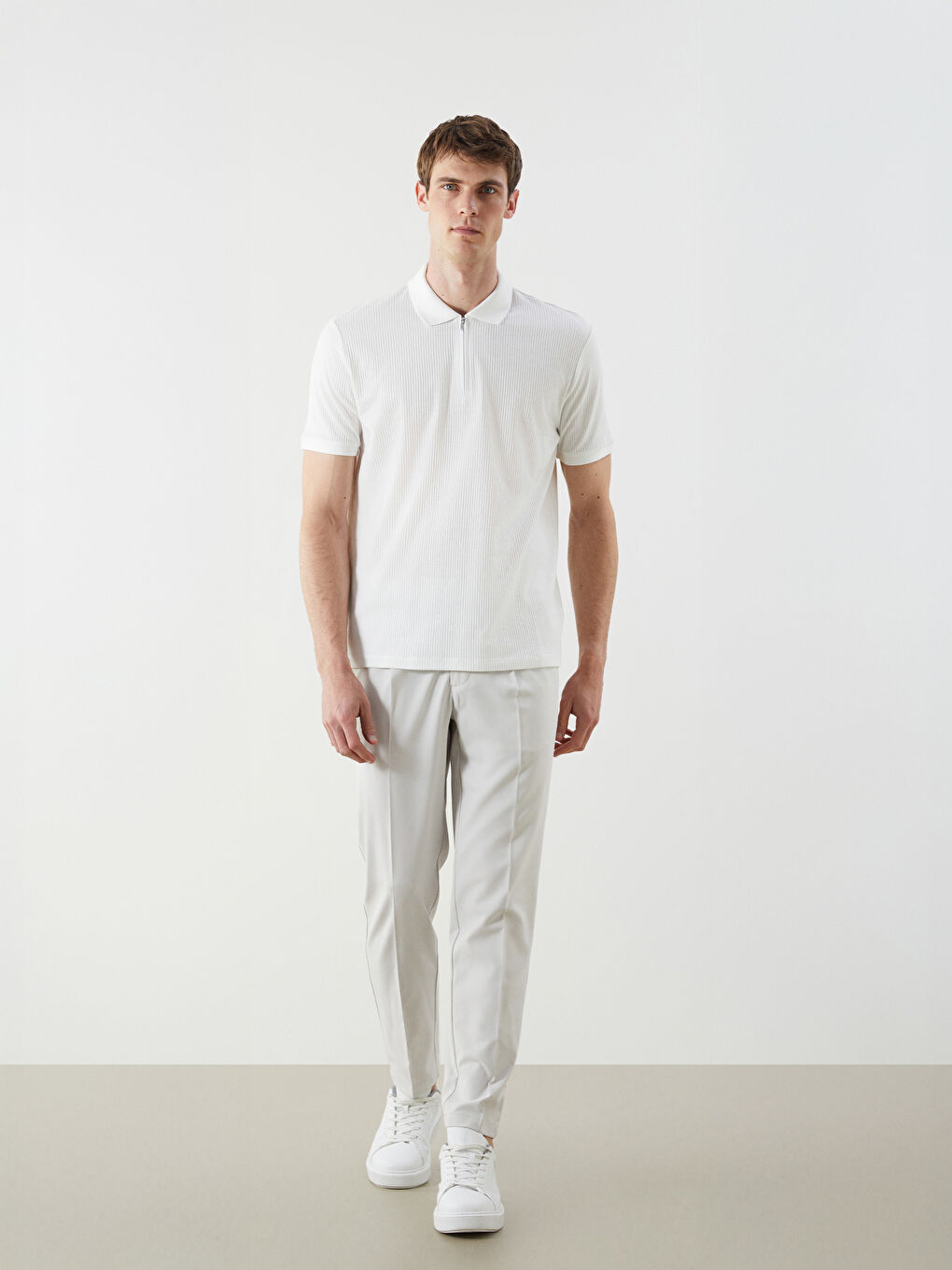 Bej Standart Kalıp Erkek Pantolon