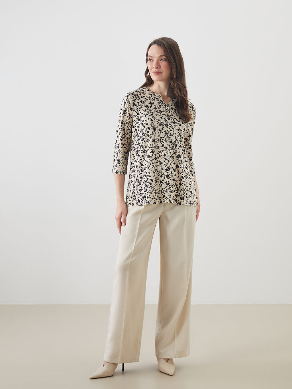 Notch Neck Floral Women's Blouse -S5IY69Z8-SWC