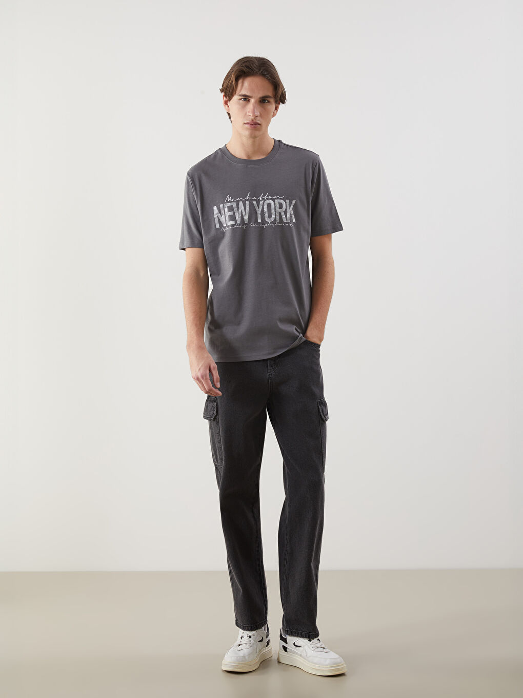 XSIDE Στρογγυλή Λαιμόκοψη Νέα Υόρκη Εκτυπωμένο Jersey Ανδρικό T-Shirt -S5IY78Z8-YRM