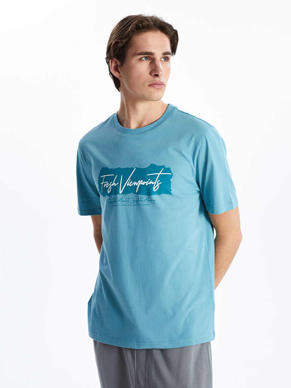 XSIDE Crew Neck Printed Jersey Men's T-Shirt -S5IY80Z8-P5P