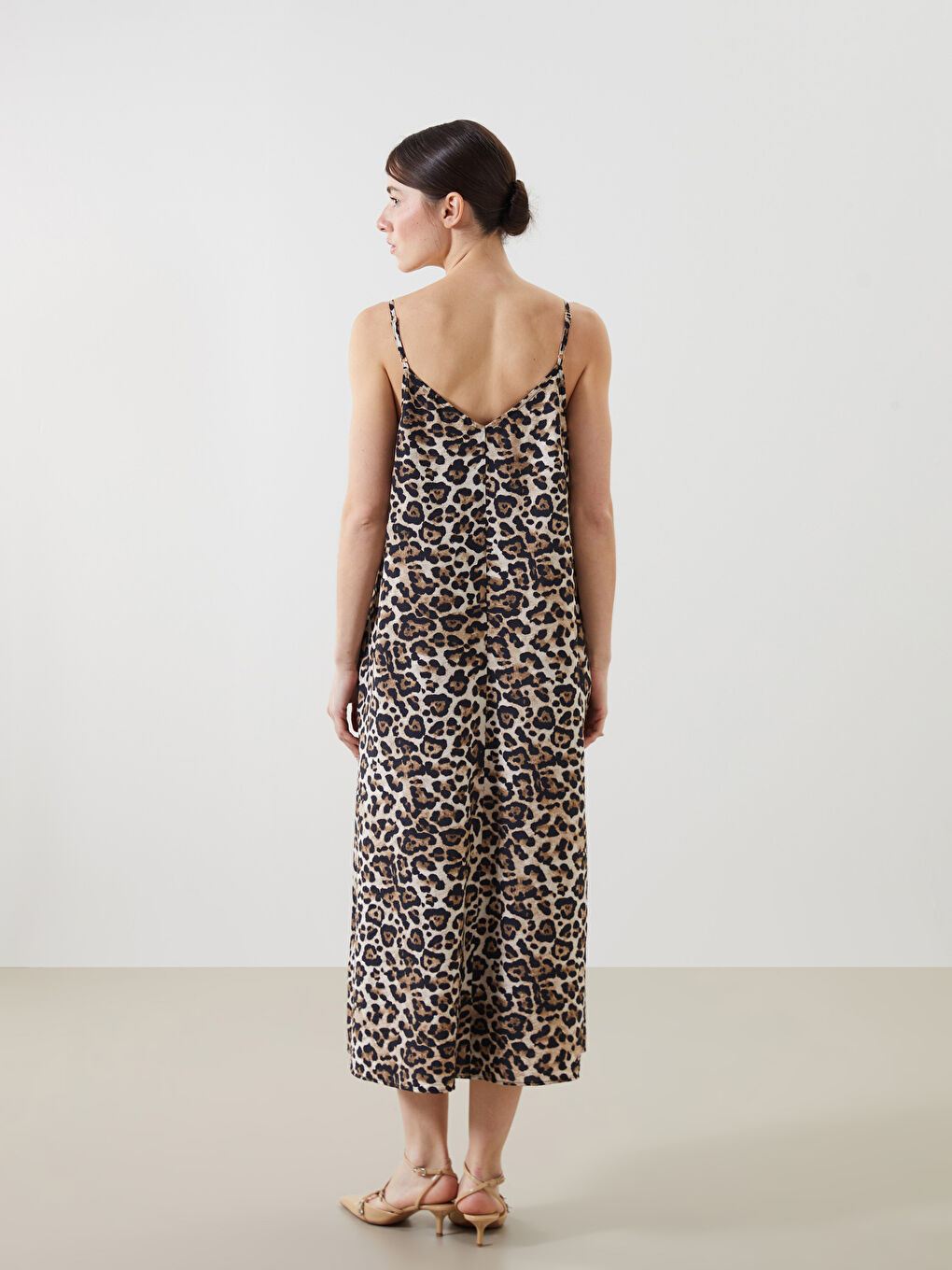 LCWAIKIKI Classic V-Neck Leopard Print Sleeveless Dress -S5J015Z8-LQY