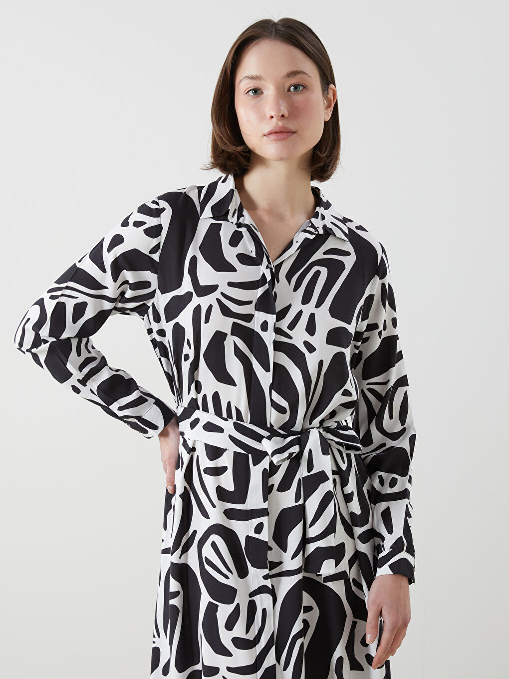LCWAIKIKI Classic Patterned Shirt Dress -S5J016Z8-LQJ