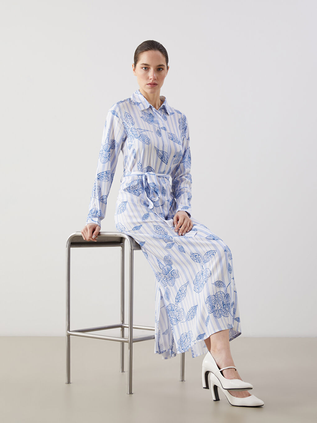 LCWAIKIKI Classic Patterned Shirt Dress -S5J016Z8-LQQ