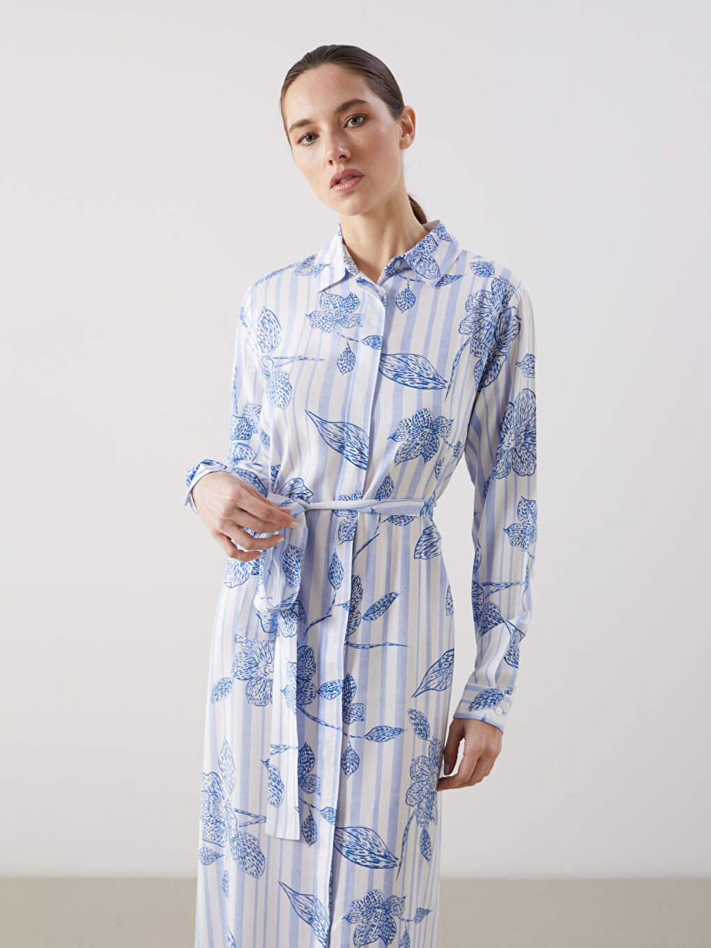 LCWAIKIKI Classic Patterned Shirt Dress -S5J016Z8-LQQ