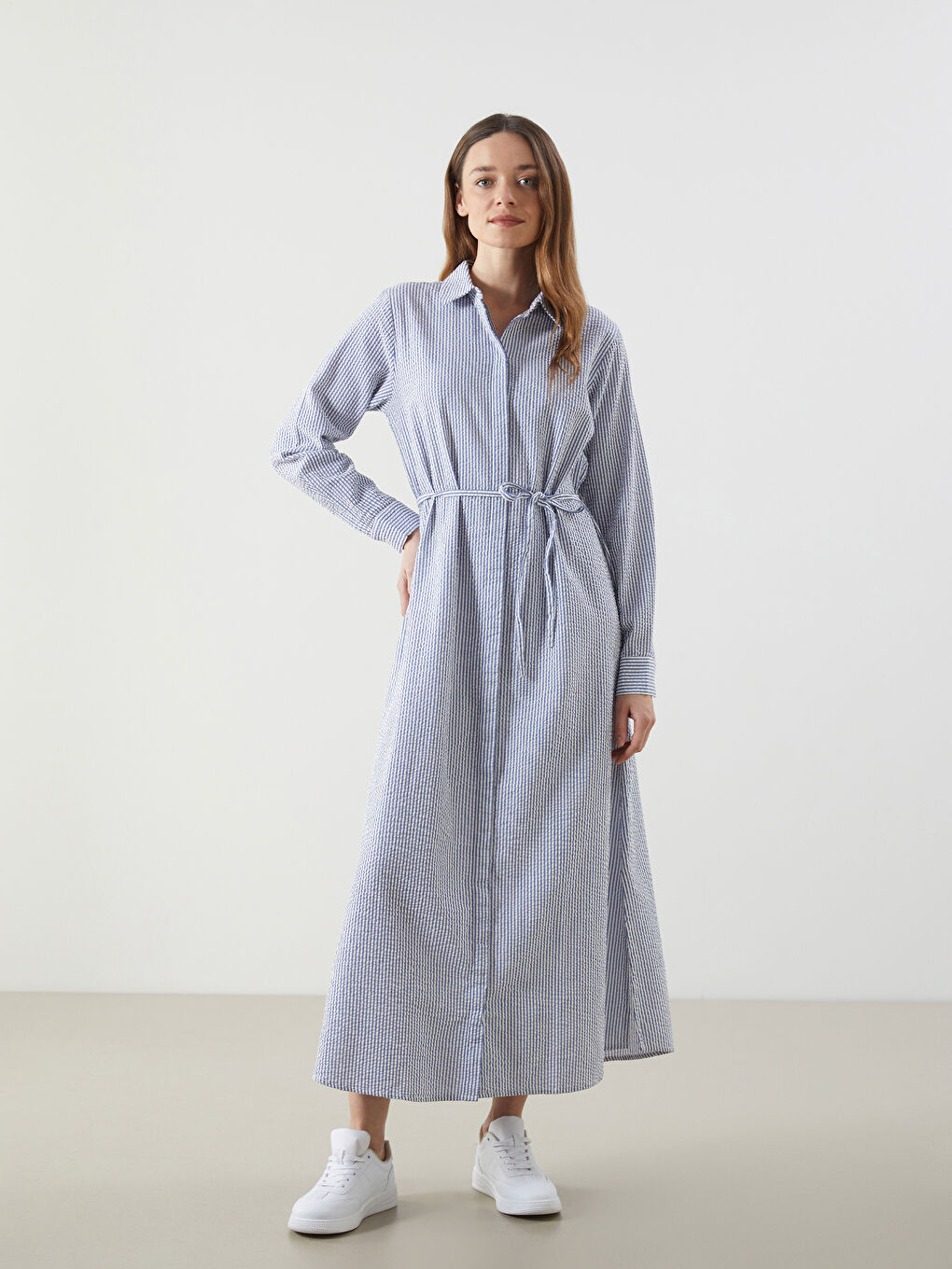 LCWAIKIKI Classic Woman BLUE Shirt Dress -S5J017Z8-LEN