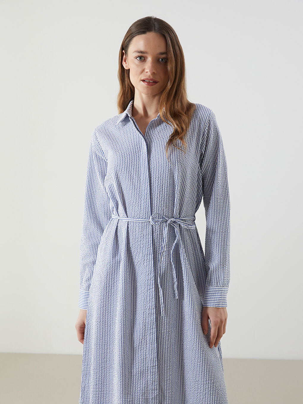 LCWAIKIKI Classic Woman BLUE Shirt Dress -S5J017Z8-LEN