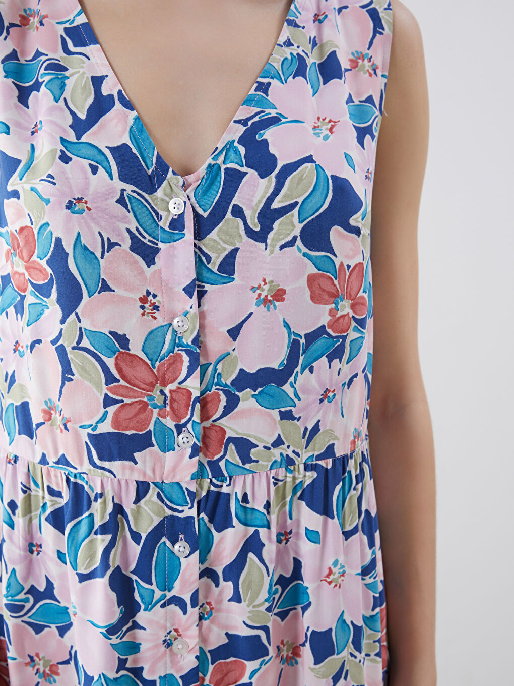 V-Neck Floral Dress -S5J019Z8-F9C