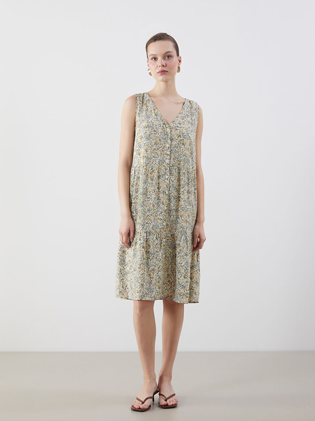 V-Neck Floral Dress -S5J019Z8-LRR