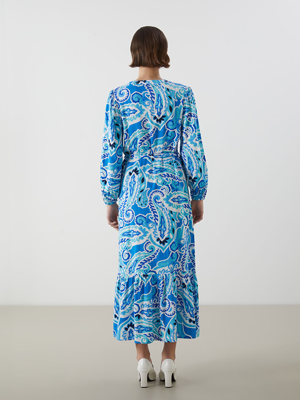 Grandad Collar Patterned Dress-3