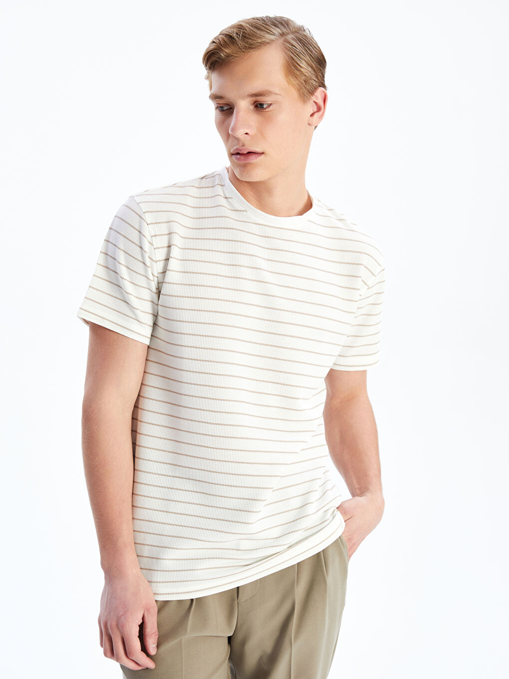 LC WAIKIKI Crew Neck Short Sleeve Striped Men's T-Shirt -S5J034Z8-LE8