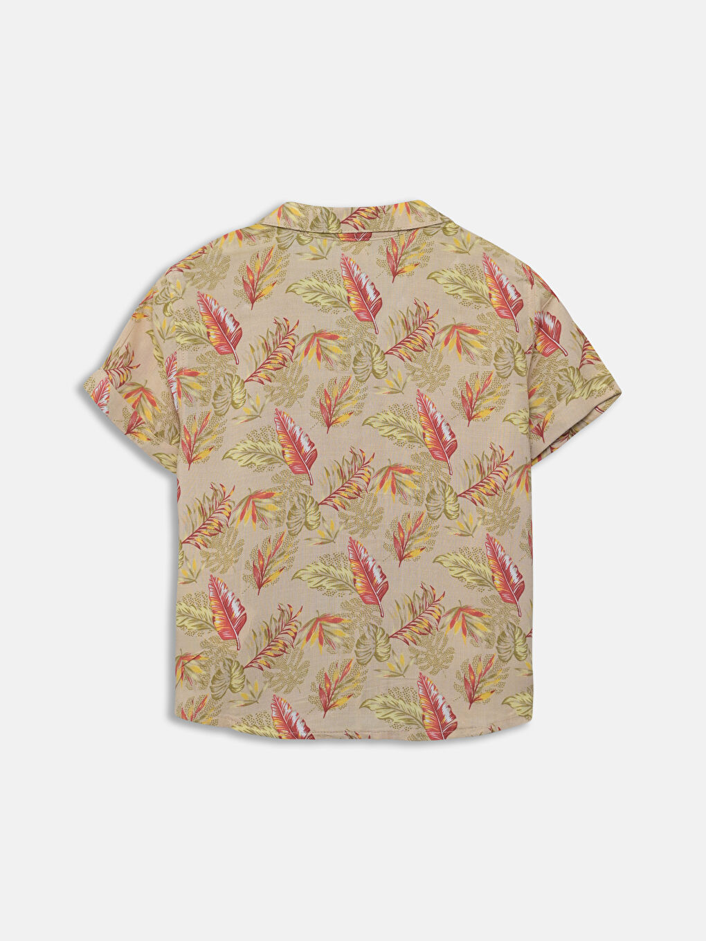 Bej Desenli Kısa Kollu Erkek Bebek Gömlek-1