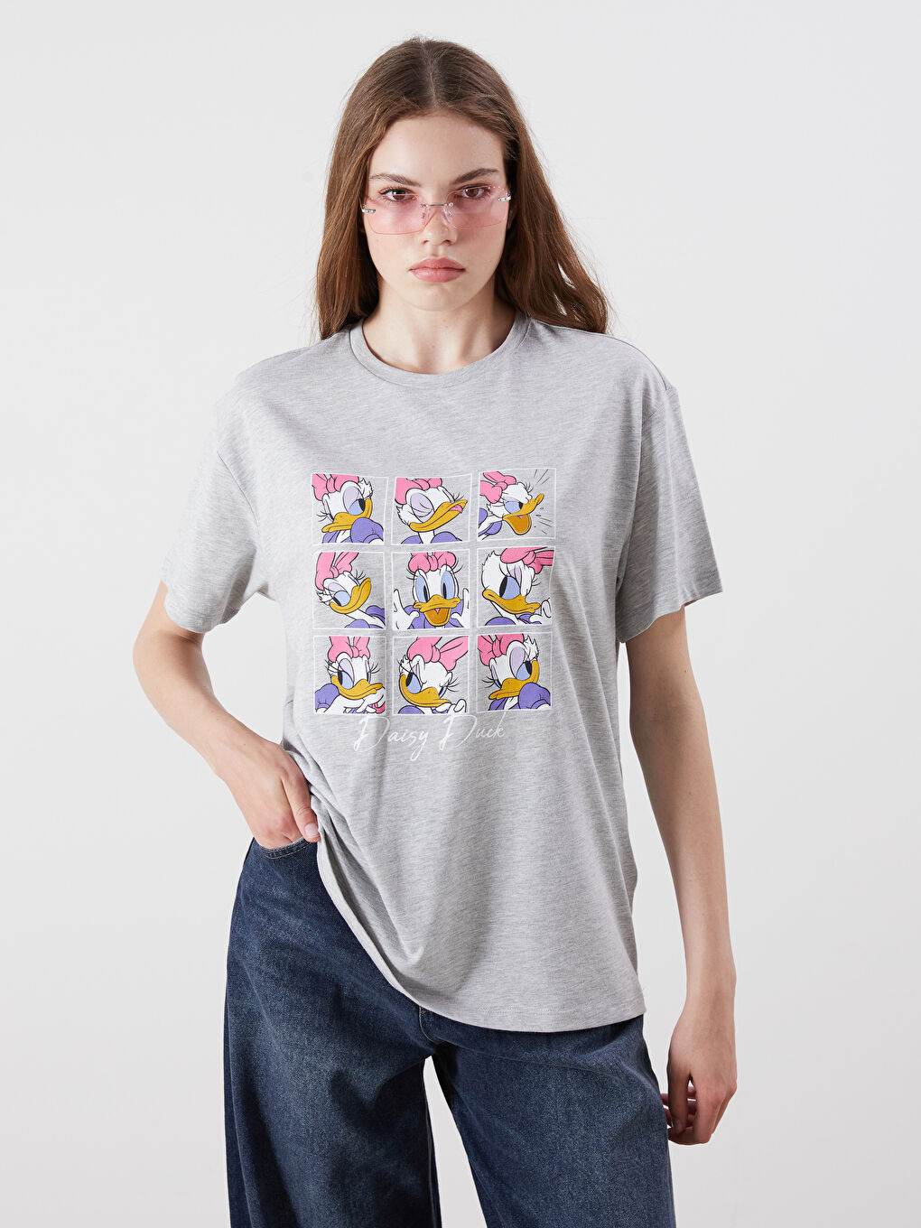 Crew Neck Daisy Duck Printed Women's T-Shirt