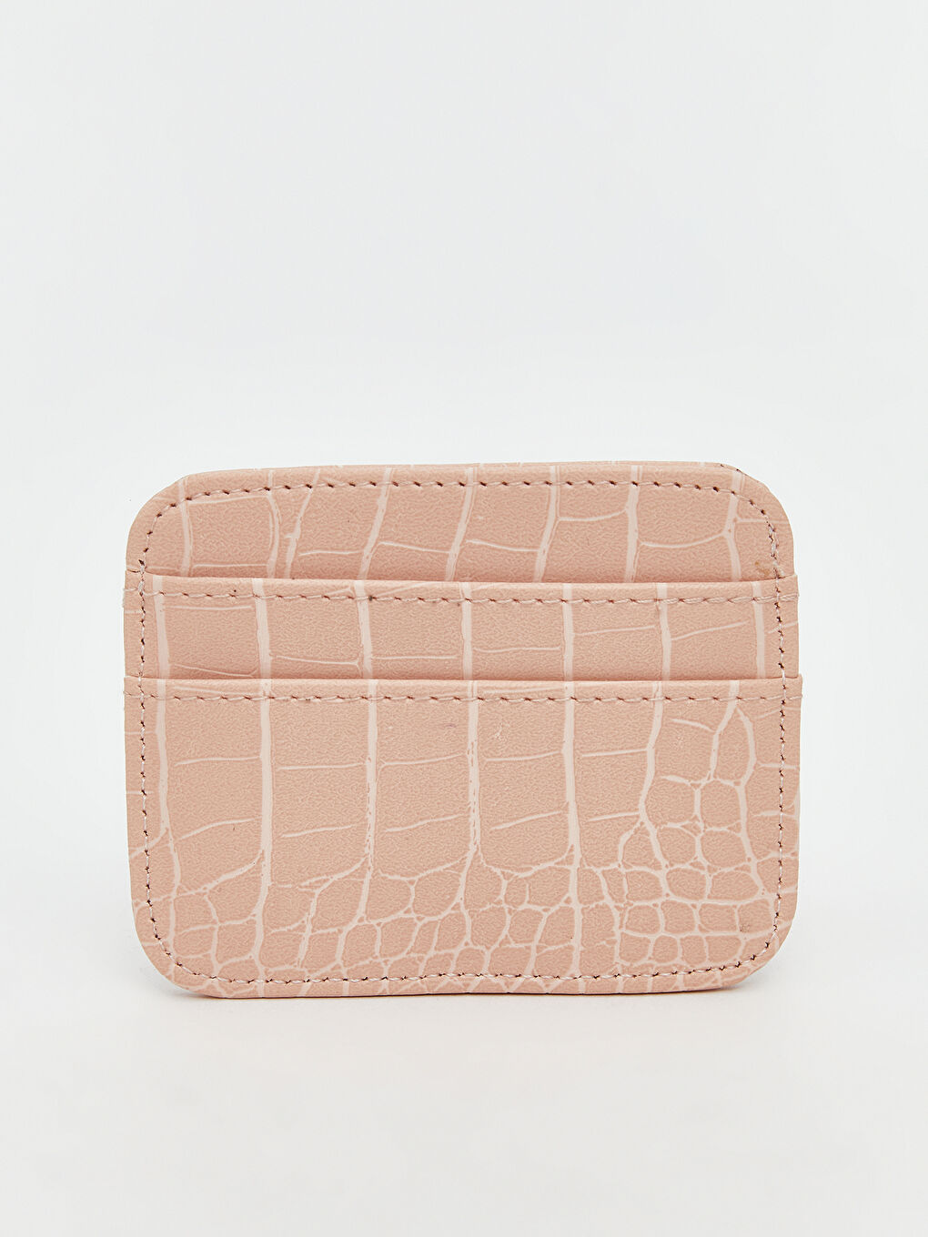 Pembe Deri Görünümlü Kroko Desenli Kadın Kartlık