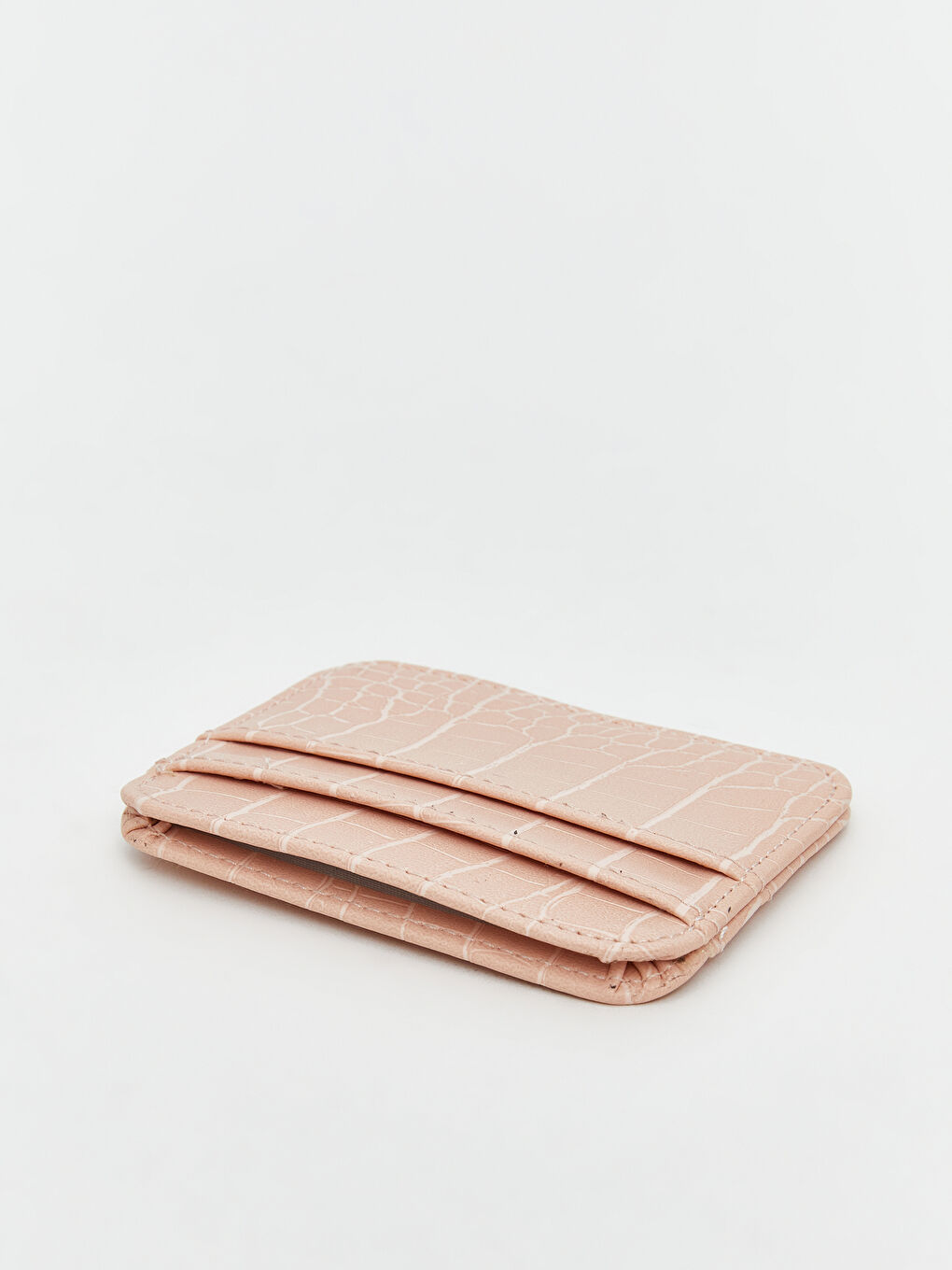 Pembe Deri Görünümlü Kroko Desenli Kadın Kartlık-2