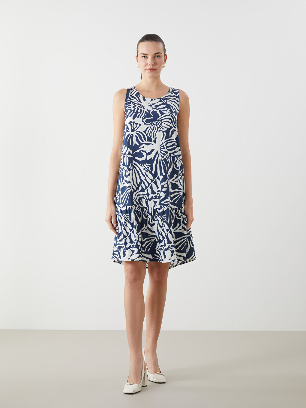 LCWAIKIKI Classic Crew Neck Floral Women's Dress -S5J079Z8-LSJ