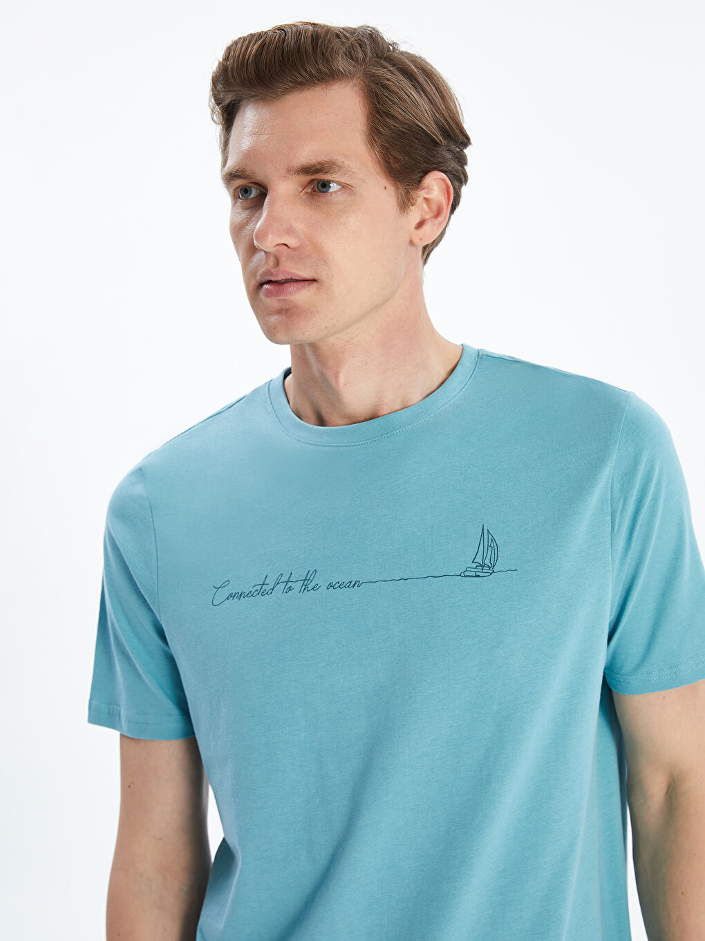 LCWAIKIKI Classic Crew Neck Printed Jersey Men's T-Shirt -S5J092Z8-P5P