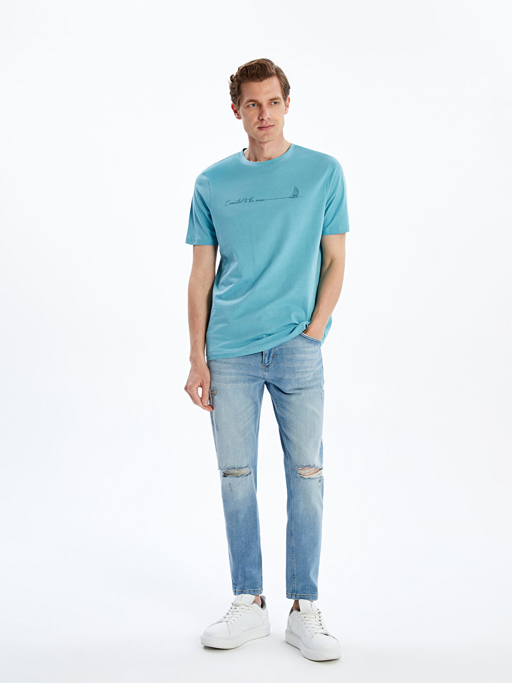 LCWAIKIKI Classic Crew Neck Printed Jersey Men's T-Shirt -S5J092Z8-P5P