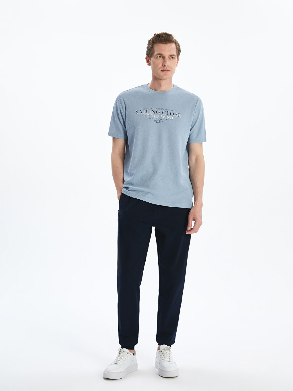 Футболка с круглым вырезом и принтом для мужчин-1