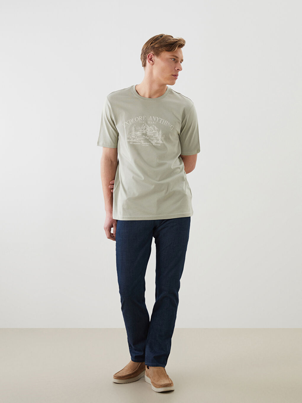LC Waikiki Crew Neck Printed Jersey Men's T-Shirt -S5J096Z8-Y0W