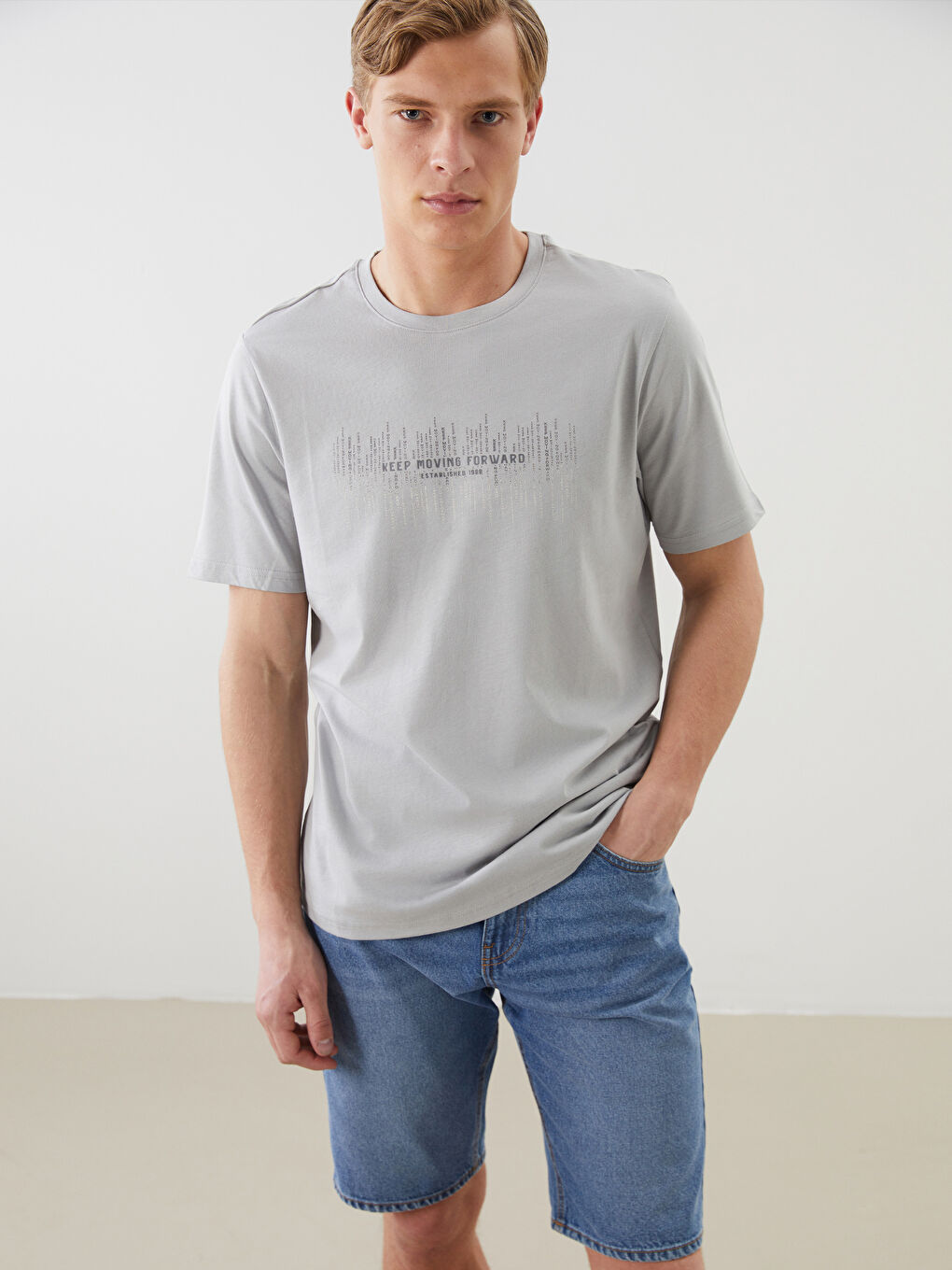 LC Waikiki Crew Neck Printed Jersey Men's T-Shirt -S5J098Z8-YT3