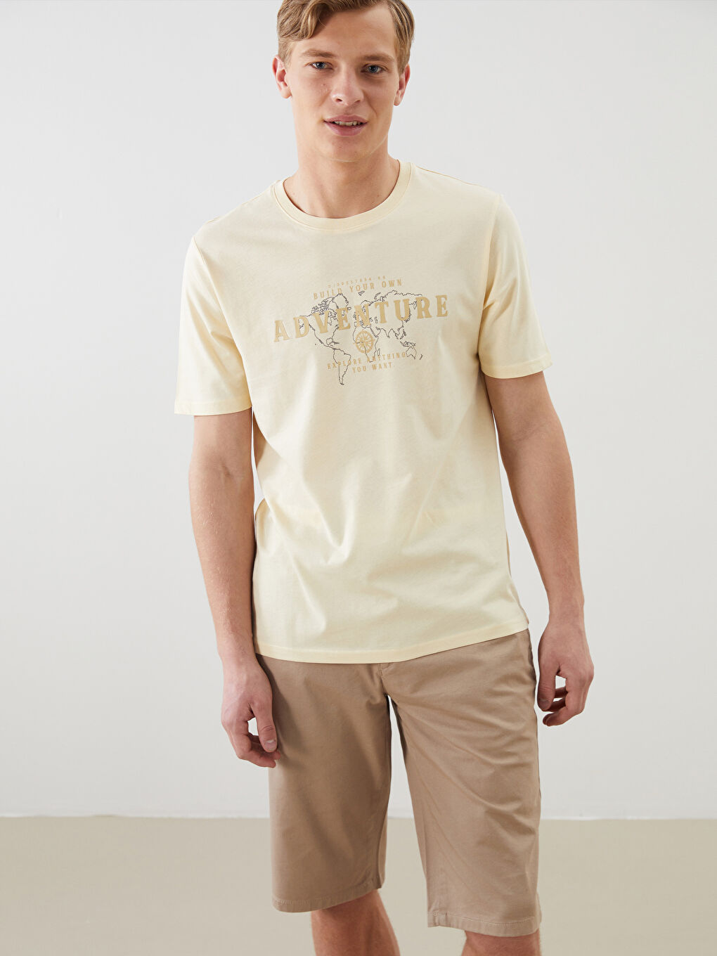 T-shirt en Jersey Imprimé à Col Rond pour Hommes