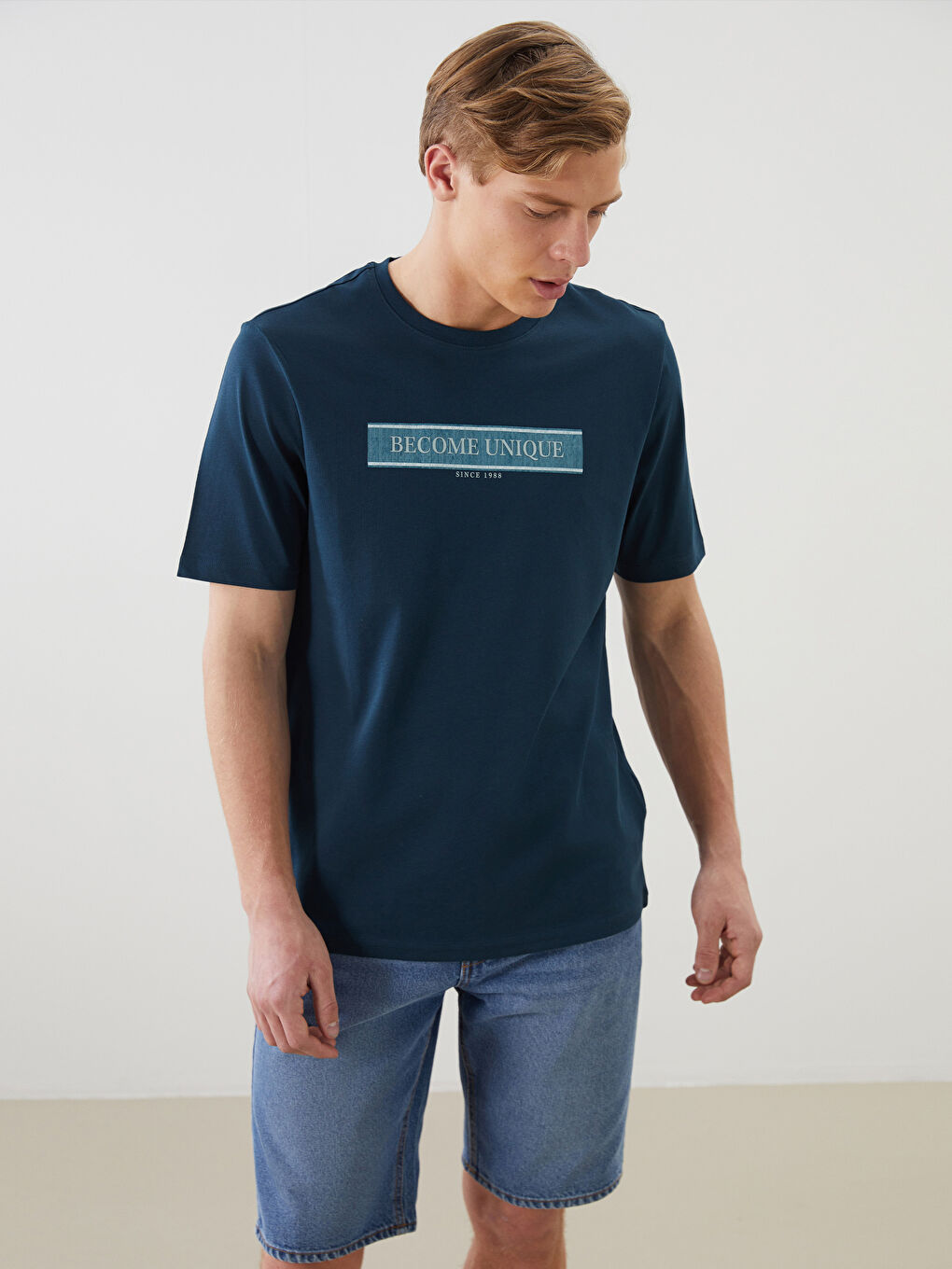 LC Waikiki Crew Neck Printed Jersey Men's T-Shirt -S5J109Z8-QT0