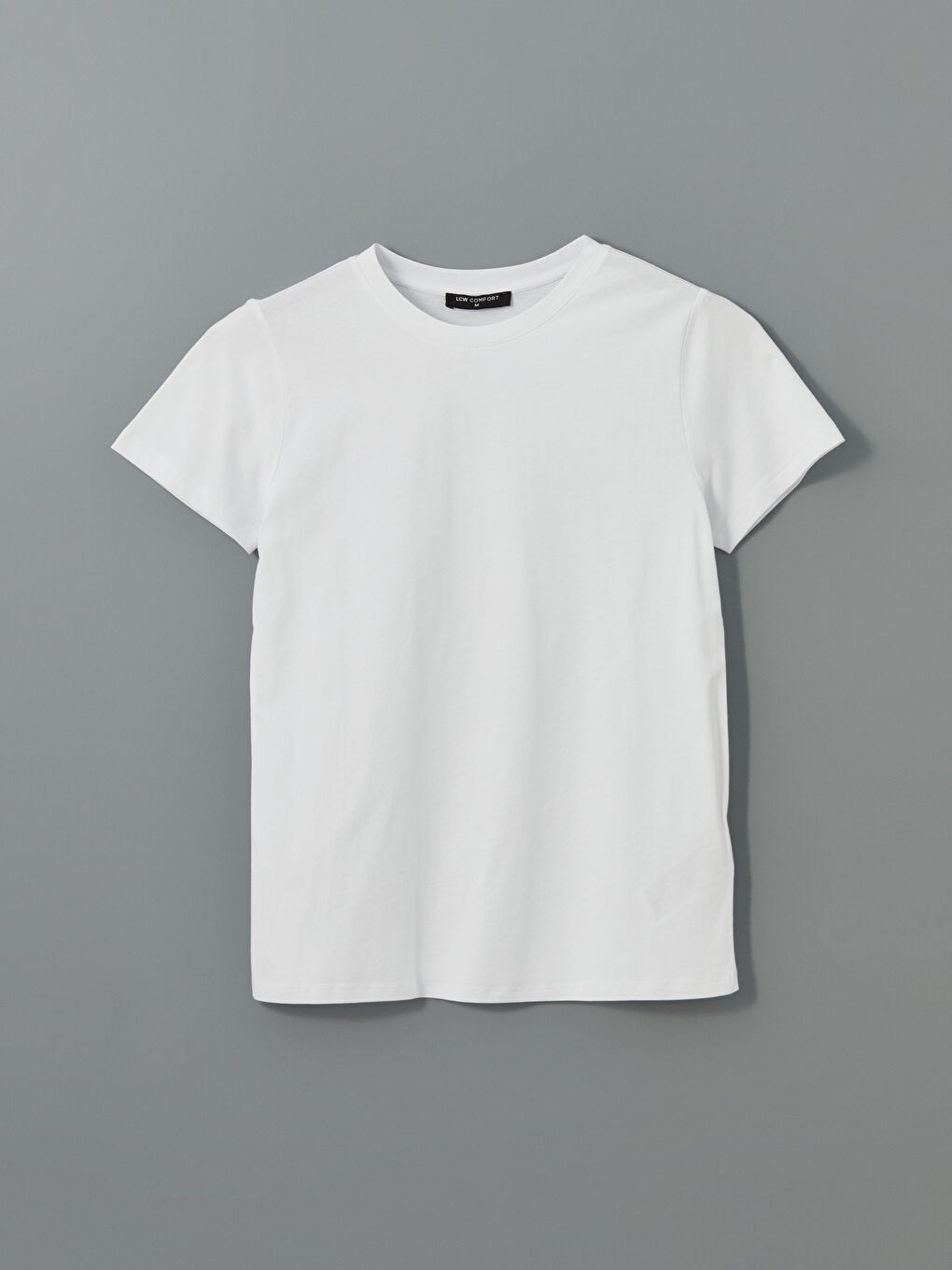 Beyaz Bisiklet Yaka Kadın Tişört