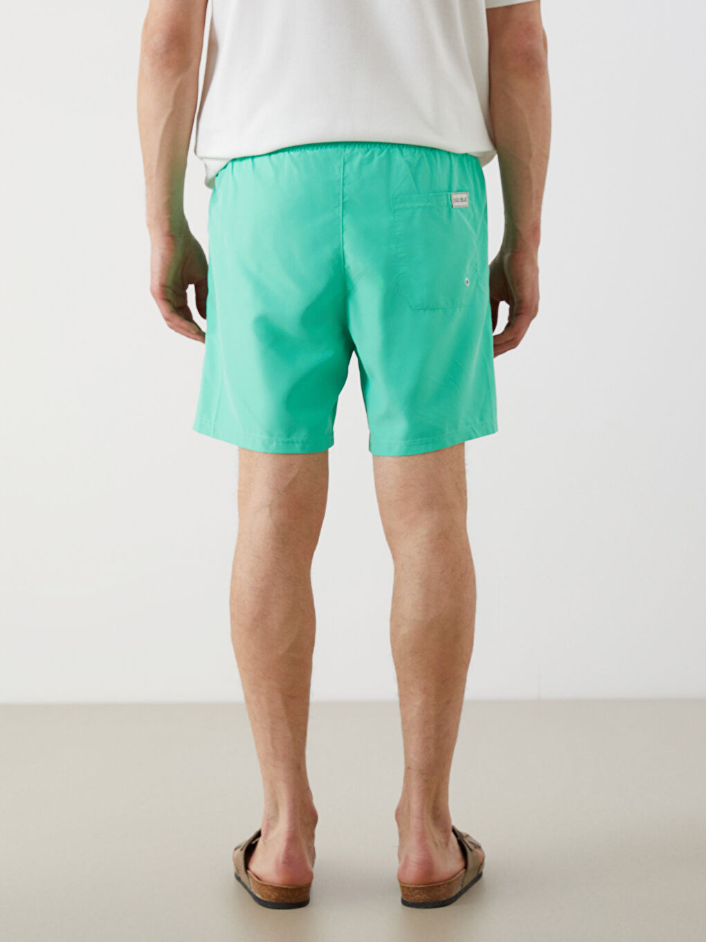 Yeşil Kısa Boy Baskılı Erkek Deniz Şortu-3