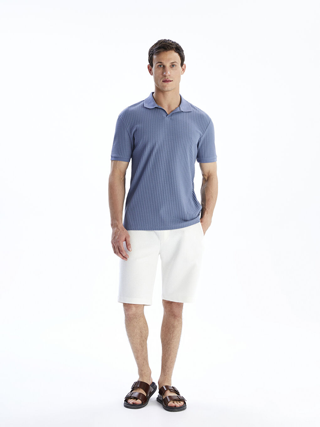 İndigo Polo Yaka Erkek Tişört-1