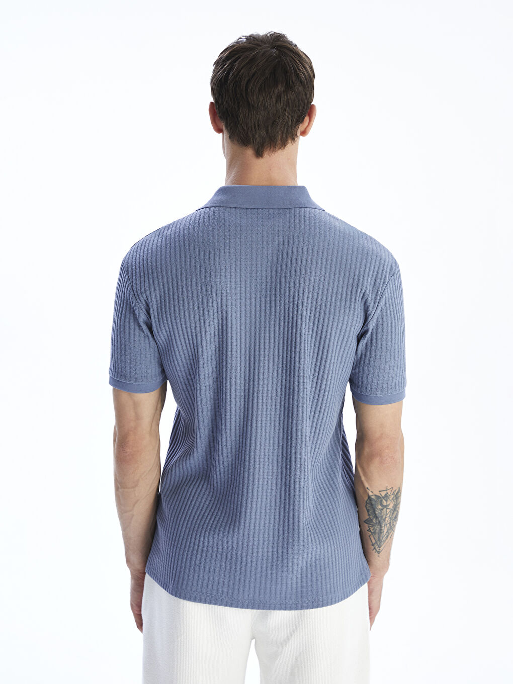 İndigo Polo Yaka Erkek Tişört-3