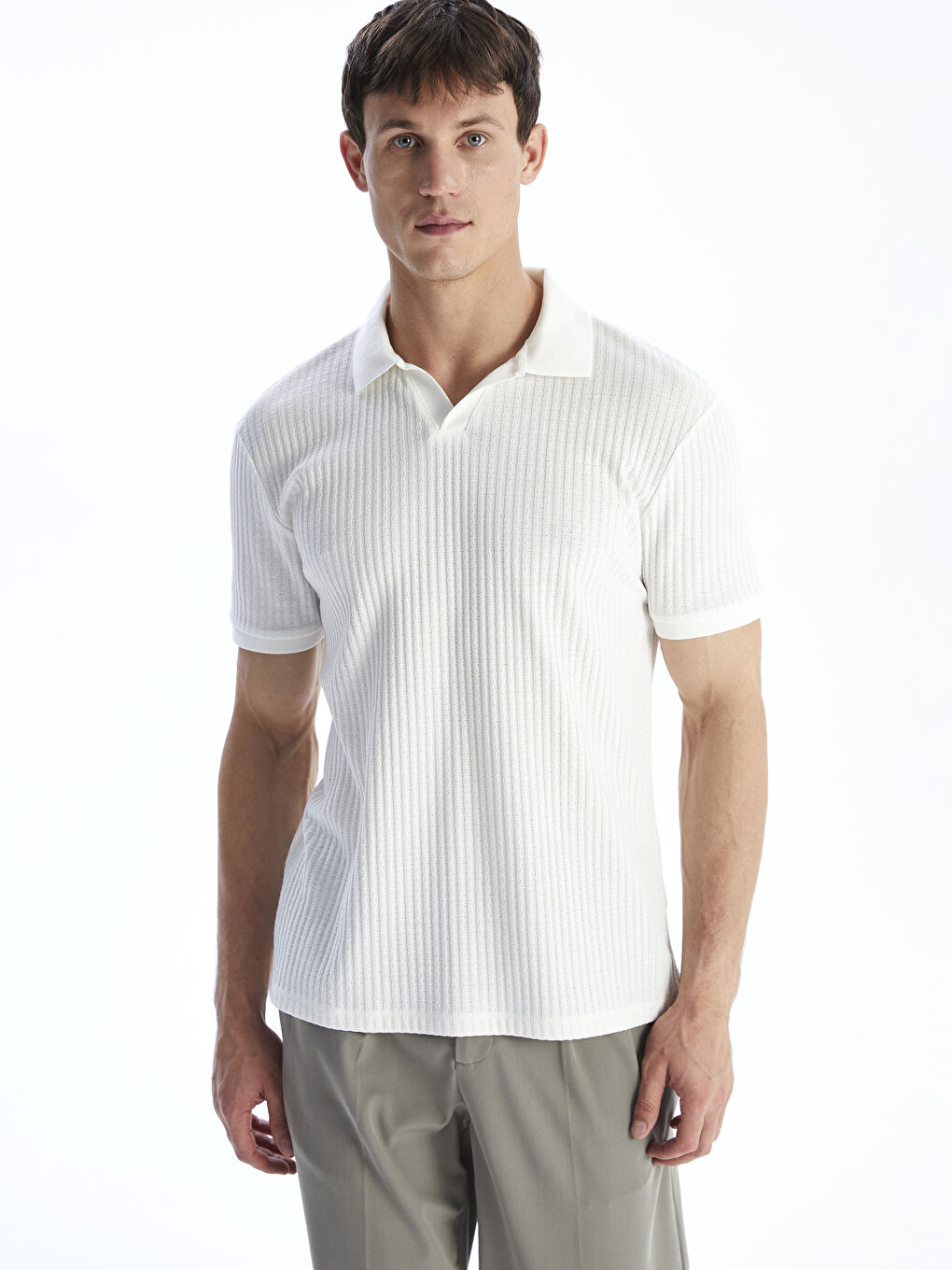 Ekru Polo Yaka Erkek Tişört