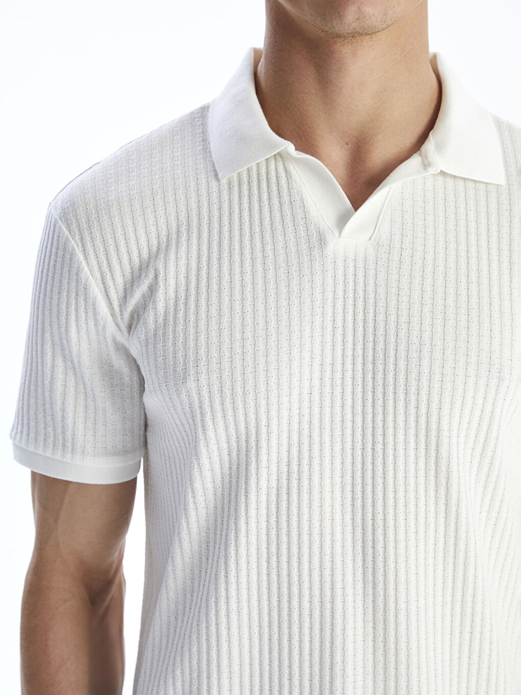 Ekru Polo Yaka Erkek Tişört-2