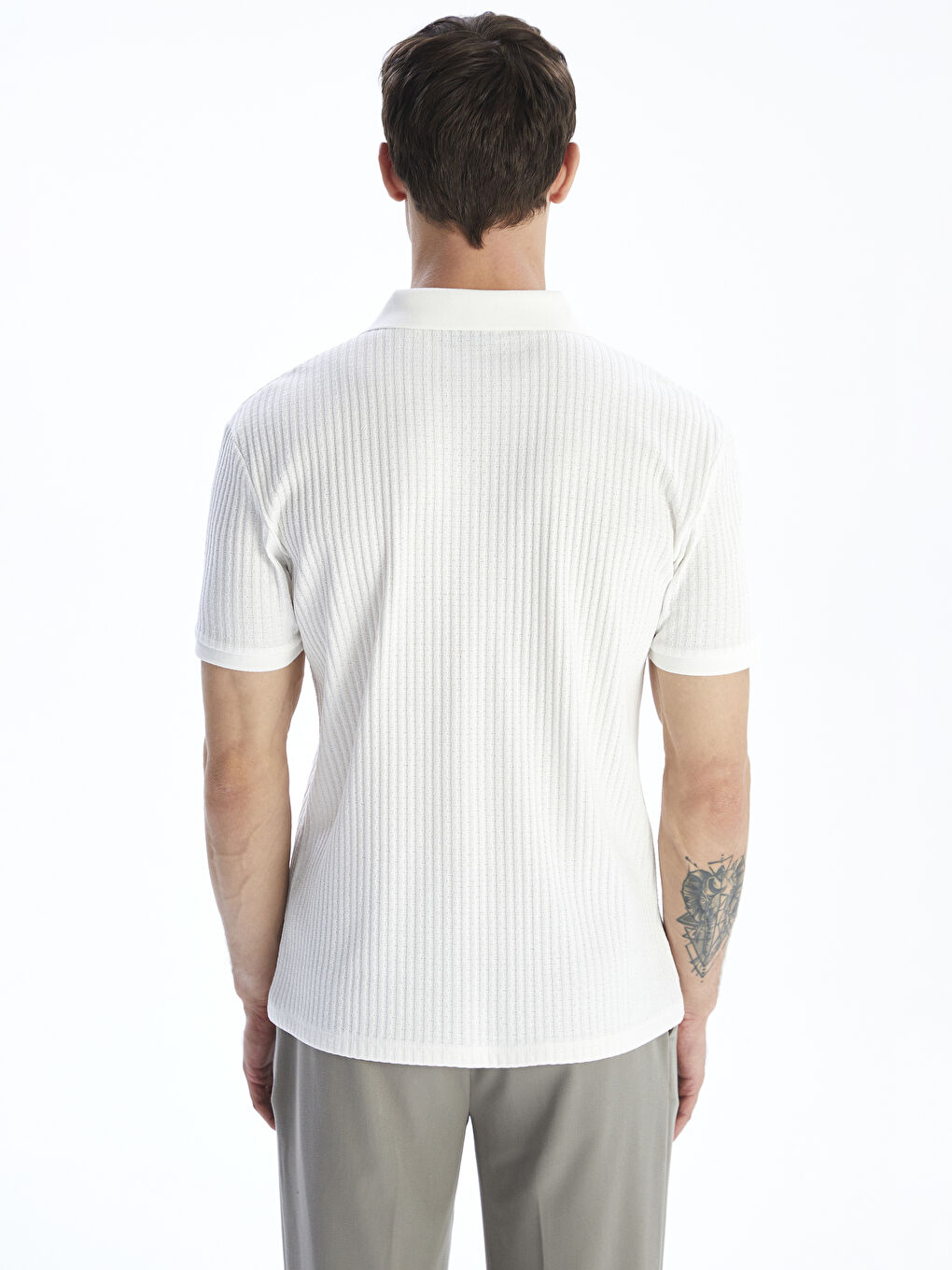 Ekru Polo Yaka Erkek Tişört-3