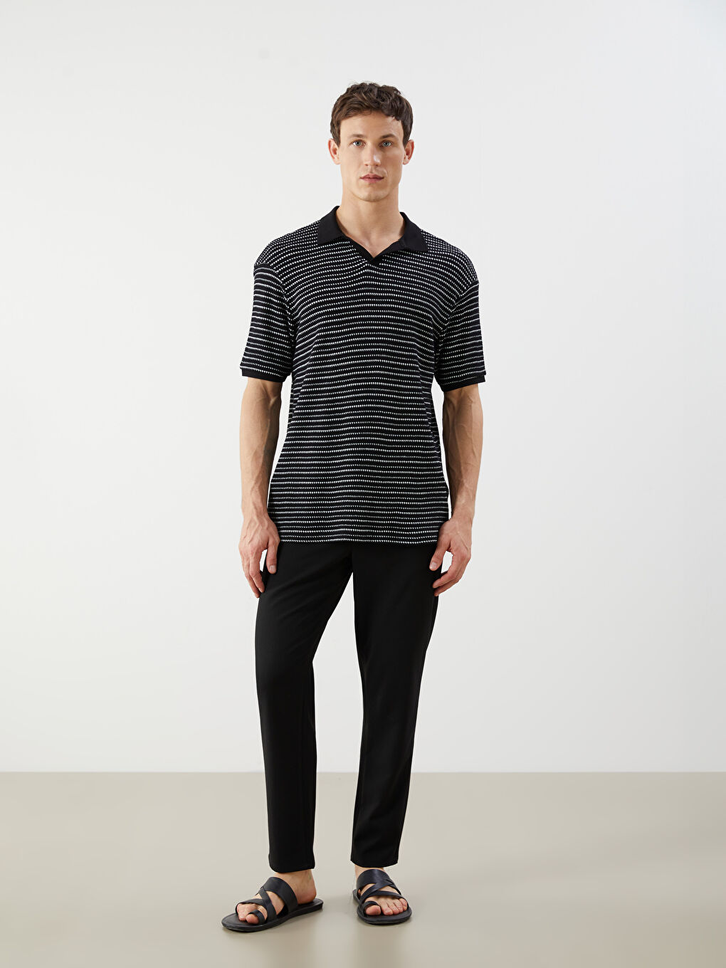 LCW Vision Polo Neck Striped Men's T-Shirt -S5J163Z8-CVL