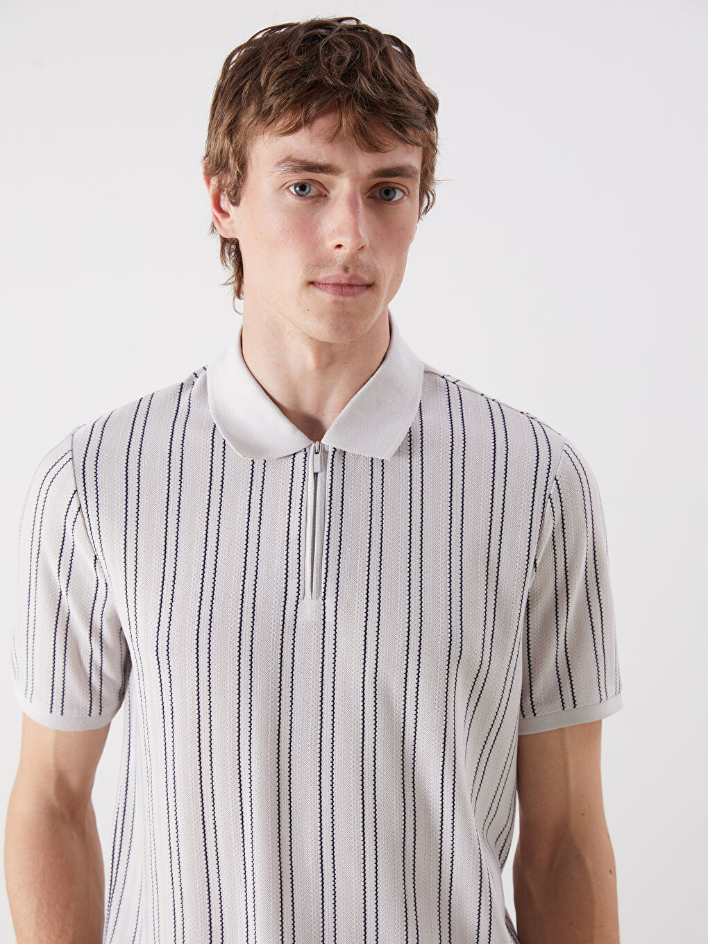 Polo Neck Striped Men's T-Shirt -S5J170Z8-VZD