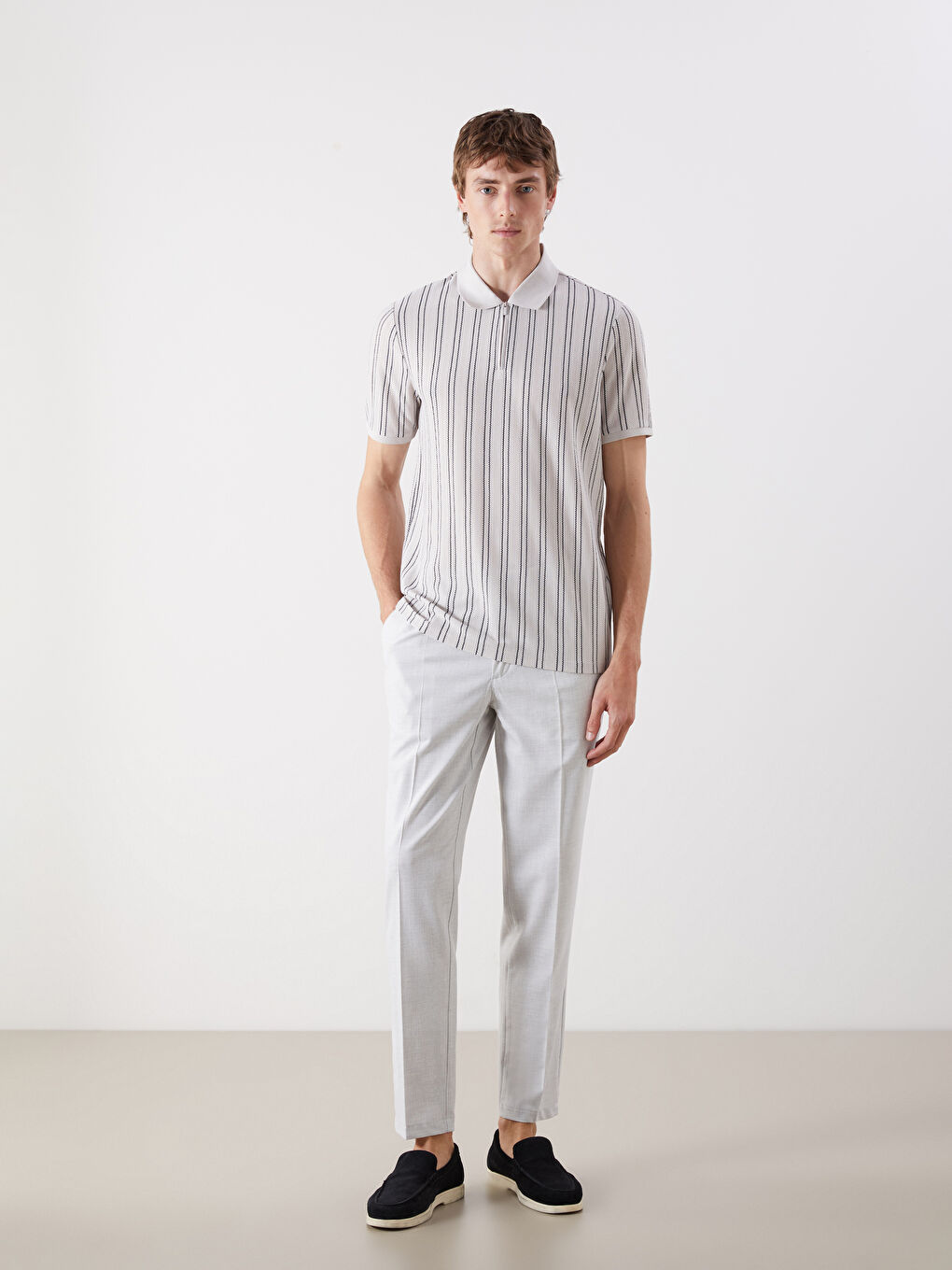 Polo Neck Striped Men's T-Shirt -S5J170Z8-VZD
