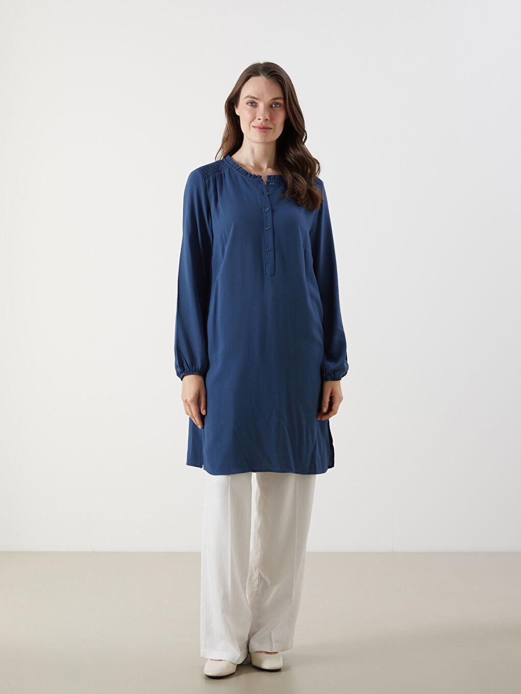 LCW Grace Indigo Bisiklet Yaka Kadın Tunik - 1