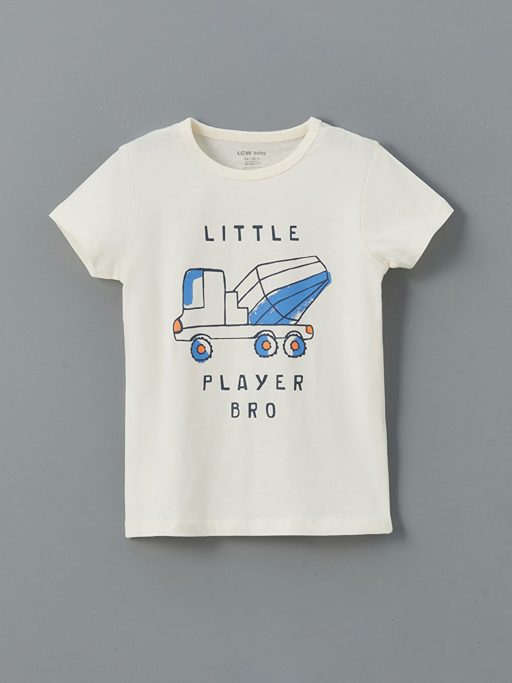 Bej Bisiklet Yaka Baskılı Erkek Bebek Pijama Üst